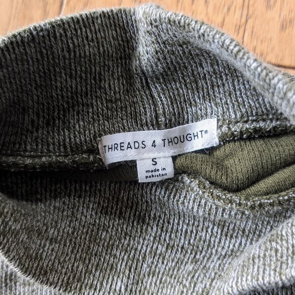 Threads 4 Thought 100% Organic Cotton Mock Neck Sweater Small Heather Green - Picture 6 of 7